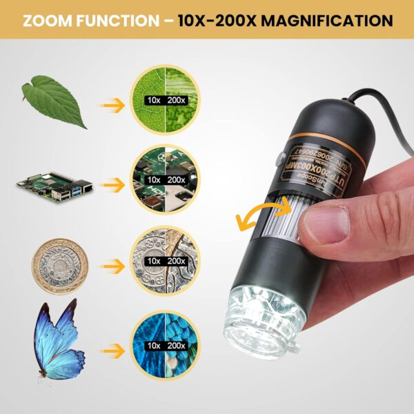 Microscopio de mano UTP200X003MP AmScope - Imagen 4